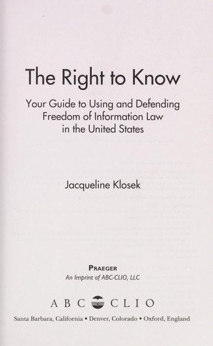 Cover for The right to know