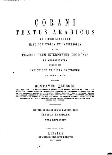 Cover for Corani textus arabicus
