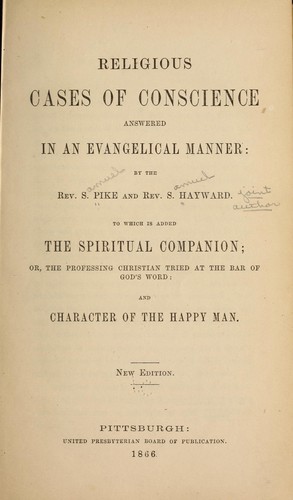 Cover for Religious cases of conscience answered in an evangelical manner