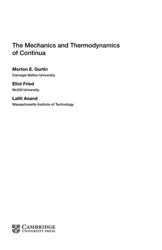 Cover for The mechanics and thermodynamics of continua