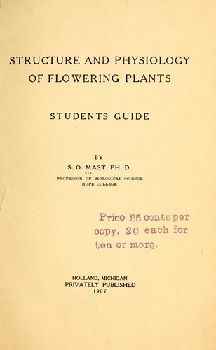 Cover for Structure and physiology of flowering plants