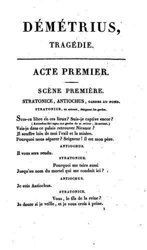 Cover for Démétrius: tragédie en cinq actes