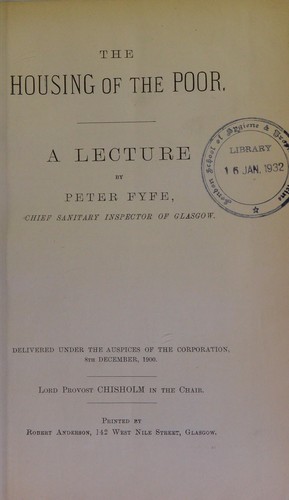 Cover for The housing of the poor