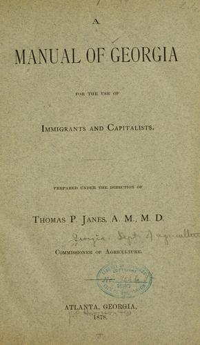 Cover for manual of Georgia for the use of immigrants and capitalists.