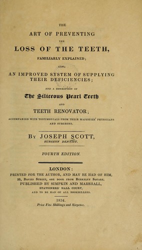 Cover for The art of preventing the loss of the teeth