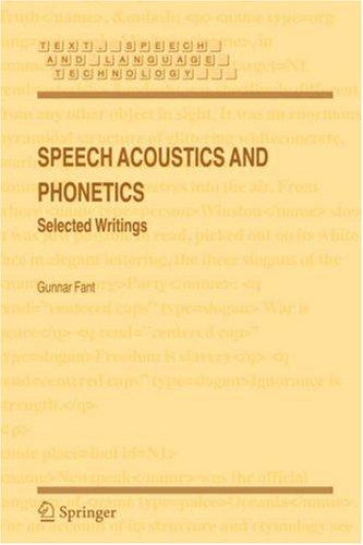 Cover for Speech acoustics and phonetics