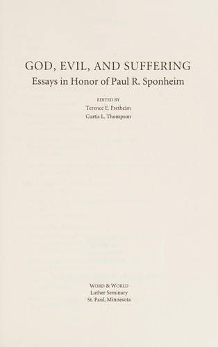Cover for God, evil, and suffering