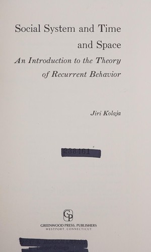 Cover for Social system and time and space