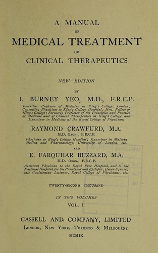 Cover for A manual of medical treatment of clinical therapeutics