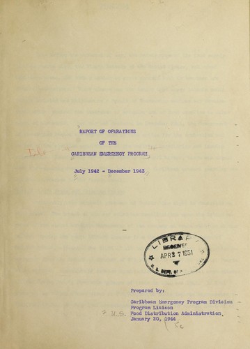 Cover for Report of operations of the Caribbean emergency program, July 1942 to December 1943