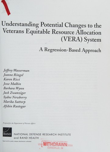Cover for Understanding potential changes to the Veterans Equitable Resource Allocation System (VERA)