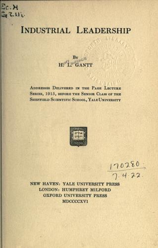 Cover for Industrial leadership.