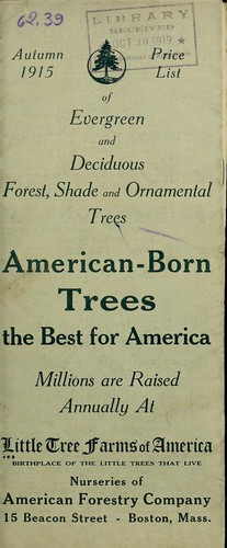 Cover for Autumn 1915 price list of evergreen and deciduous forest, shade and ornamental trees