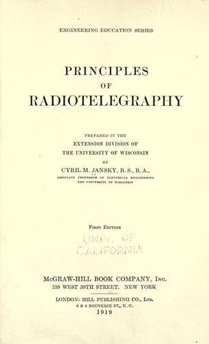 Cover for Principles of radiotelegraphy