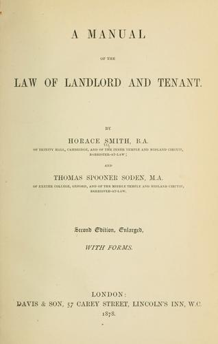 Cover for A manual of the law of landlord and tenant.
