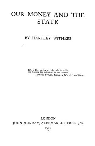 Cover for Our money and the state