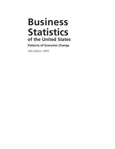 Cover for Business Statistics of the United States, 2005 (Business Statistics of the United States)