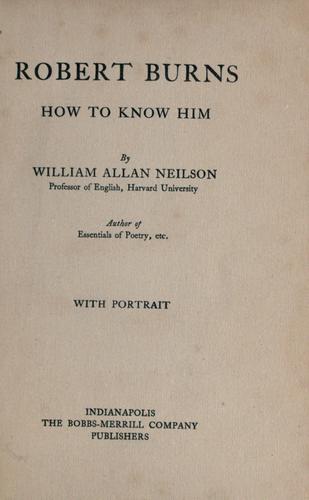 Cover for Robert Burns, how to know him.