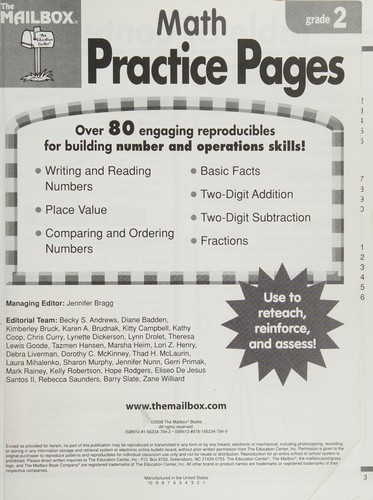 Cover for Math Practice Pages (Gr. 2)