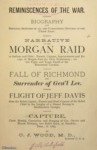 Cover for Reminiscences of the war.