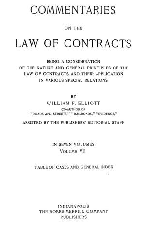 Cover for Commentaries on the law of contracts