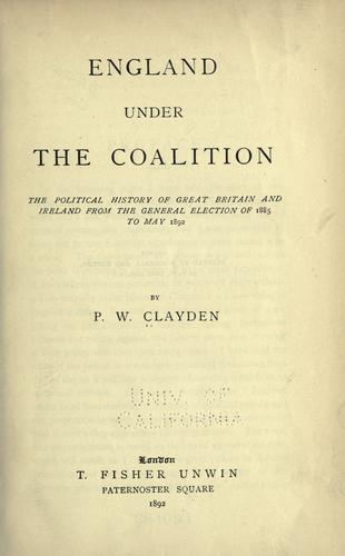 Cover for England under the coalition