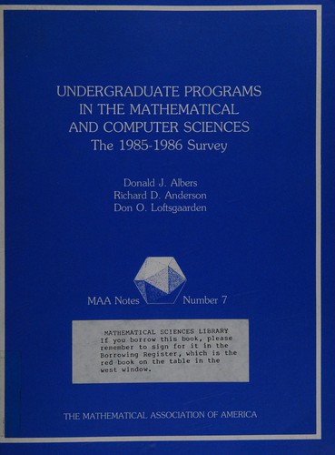 Cover for Undergraduate programs in the mathematical and computer sciences
