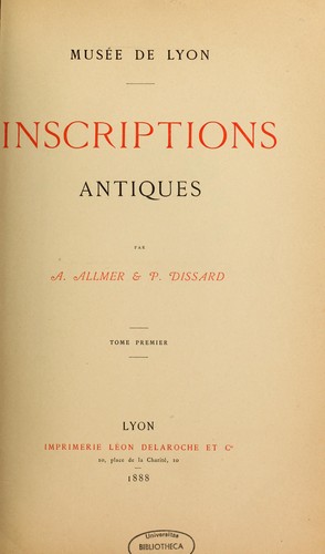 Cover for Inscriptions antiques