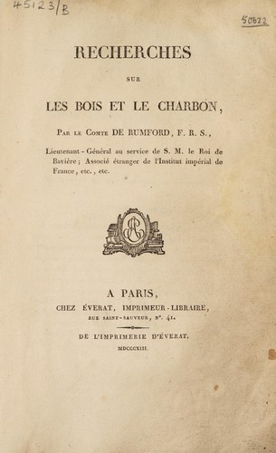 Cover for Recherches sur les bois et le charbon