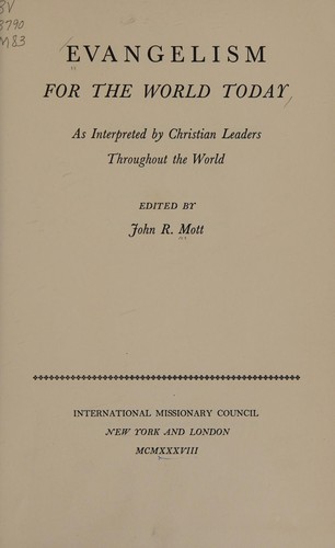 Cover for Evangelism for the world today