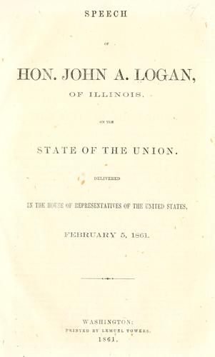 Cover for Speech of Hon. John A. Logan, of Illinois, on the state of the Union