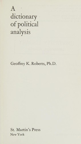 Cover for A dictionary of political analysis