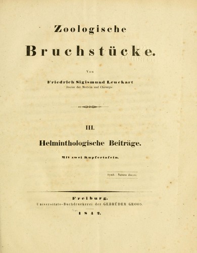 Cover for Zoologische Bruchstücke
