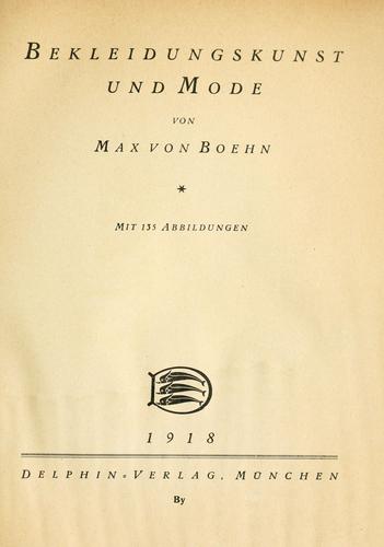 Cover for Bekleidungskunst und Mode