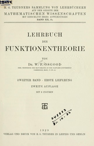 Cover for Lehrbuch der Funktionentheorie