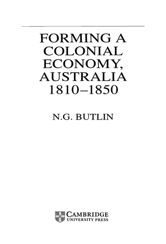 Cover for Forming a Colonial Economy