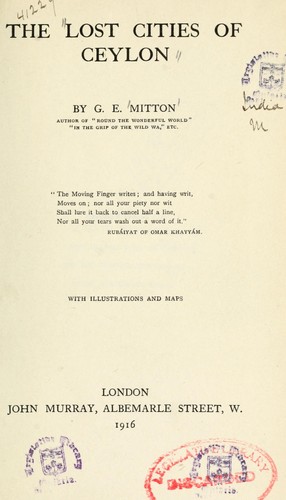 Cover for The lost cities of Ceylon