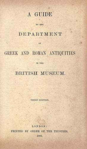Cover for A guide to the Department of Greek and Roman antiquities in the British museum.