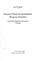 Cover for Neutrum Plural mit persönlichen Bezug im Deutschen unter Berücksichtigung des germanischen Ursprungs.