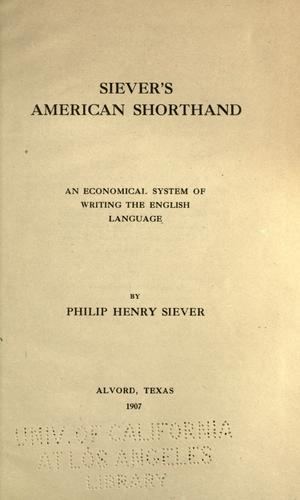 Cover for Siever's American shorthand