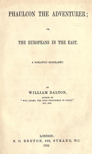 Cover for Phaulcon the adventurer, or, the Europeans in the East