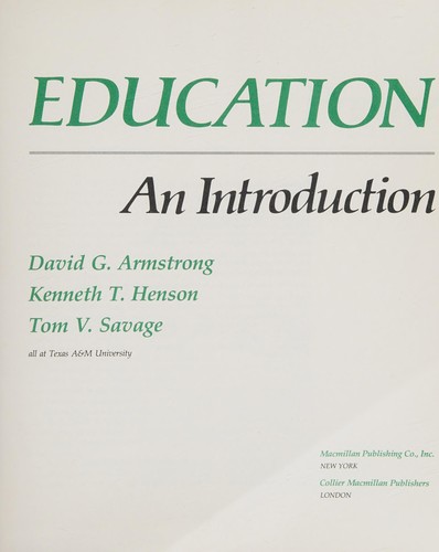 Cover for Education, an introduction