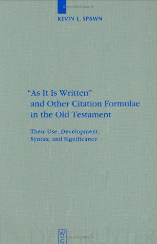Cover for "As it is written" and other citation formulae in the Old Testament