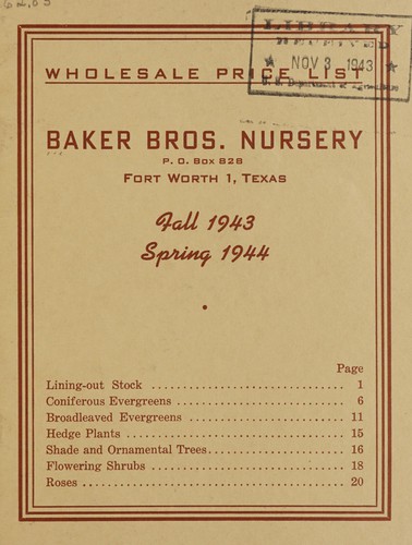 Cover for Wholesale price list, fall 1943, spring 1944
