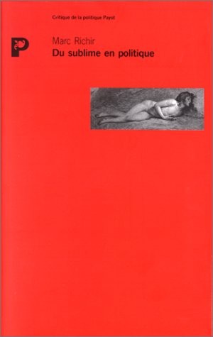 Cover for Du sublime en politique