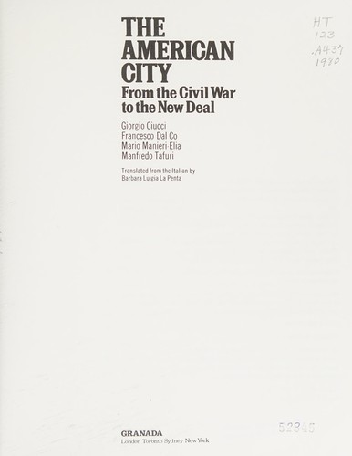 Cover for American City From the Civil War to The