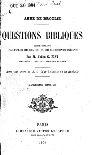 Cover for Questions bibliques