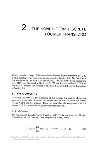 Cover for The Nonuniform Discrete Fourier Transform and Its Applications in Signal Processing