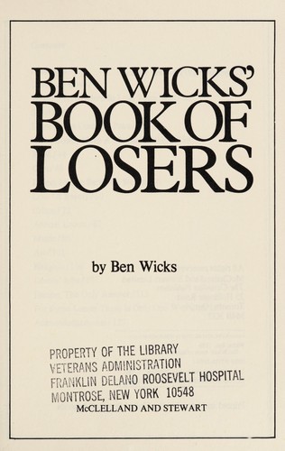Cover for Ben Wicks' book of losers