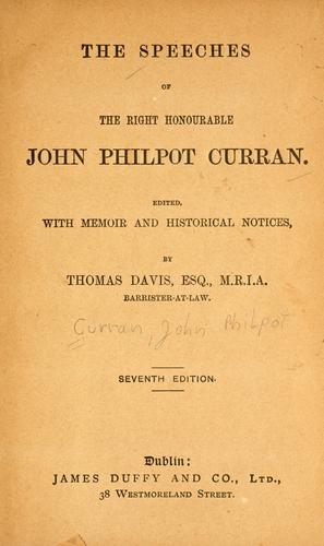 Cover for The speeches of the Right Honourable John Philpot Curran